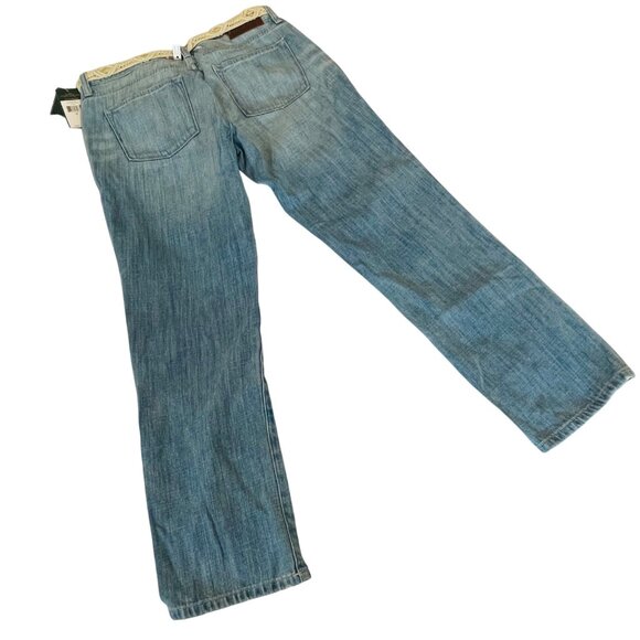 Lauren Ralph Lauren Womens Boyfriend Fit Blue Denim Jeans Woven Belt Size 6 - Picture 8 of 8